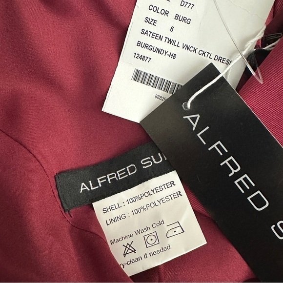 Alfred Sung draped faux wrap cocktail dress pockets burgundy NWT 6 - Picture 6 of 7